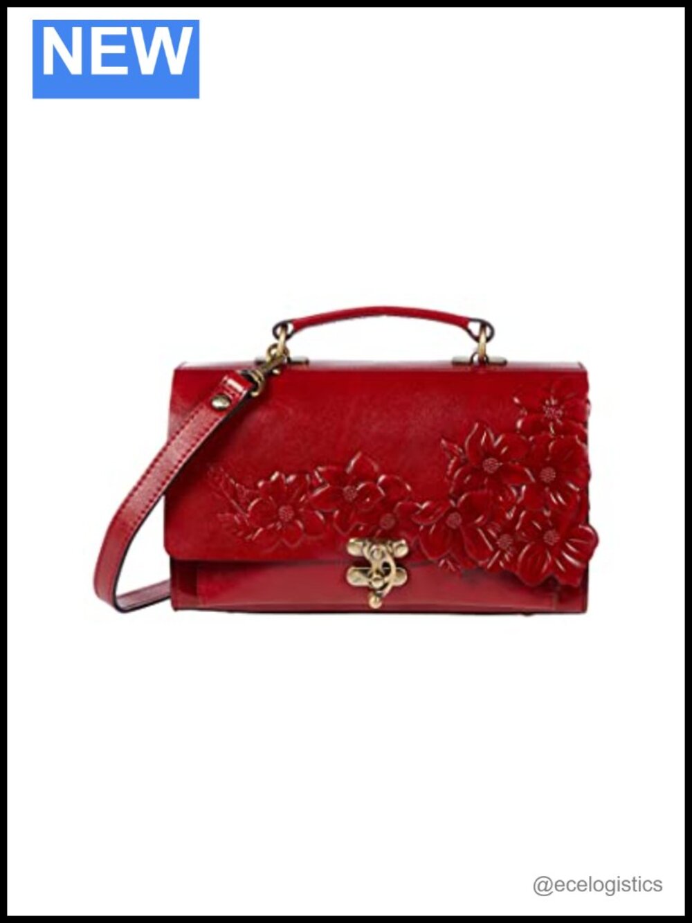 100% Full-Grain Leather Satchel Flap Closure Women's Purse Handbag